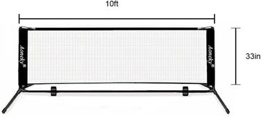 Тенісний комплект Aoneky 2M/3M/6M x83см, підставка та сітка Stark PE, портативна для піклболу (10 футів, чорний)