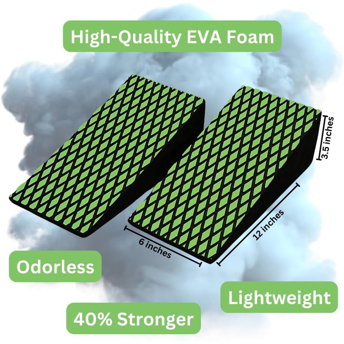 Високоякісні клинові блоки з піни EVA, легкий клиновий блок для присідань для йоги, розтяжка литкових м'язів, важка атлетика, похила дошка, фітнес-клини для п'яти, підвищені присідання, на 40 міцніше, зелений без запаху