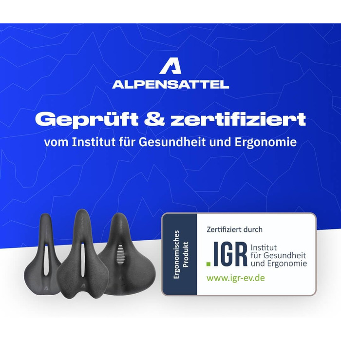 Alpensattel 3.0 Ергономічне велосипедне сідло для чоловіків і жінок з пам'яттю форми, ідеальна амортизація, вибір із 3 моделей