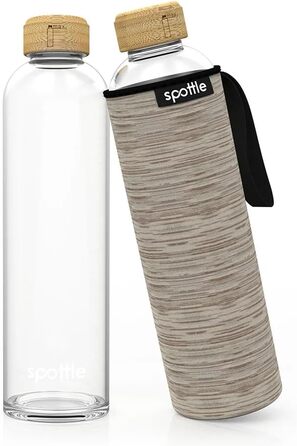 Скляна пляшка для води spottle 1 л, 500/750/1000 мл з неопреновим чохлом, гвинтовою кришкою, багаторазова екологічна пляшка для напоїв