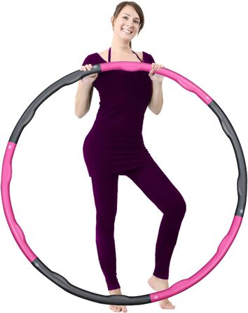 Обруч для схуднення Hula Hoop Adult Hullahub вагою 1,8 кг з дизайном хвилі для вдосконаленого домашнього фітнес-обладнання з 6 предметів і 100 см Hoola Hoop Fitness (1,8 кг сіро-рожевий)