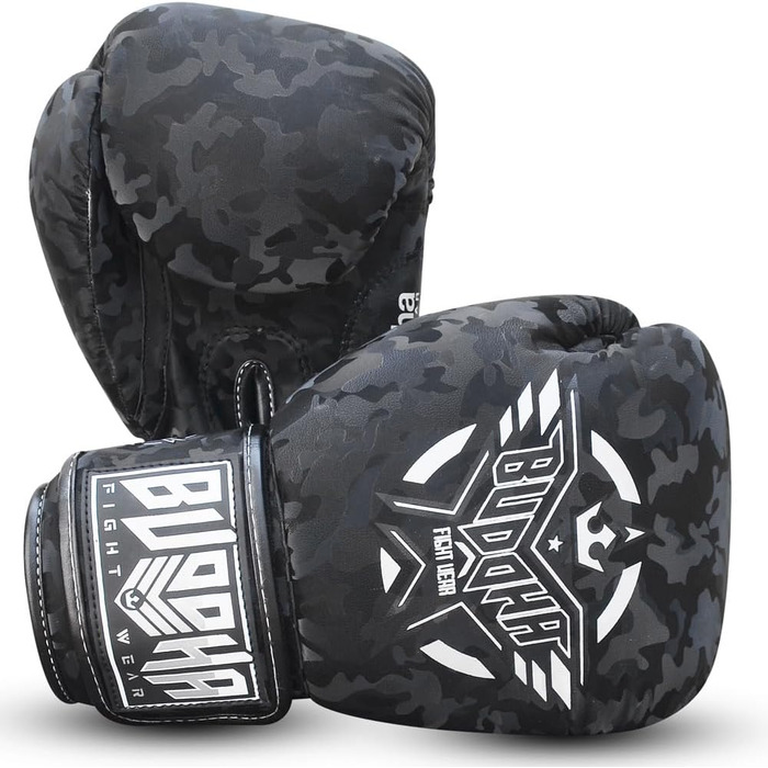 Боксерські рукавички Buddha Fight Wear для Муай Тай і кікбоксингу, тайські, високоякісна екошкіра, антибактеріальна підкладка, посилені шви, різні дизайни