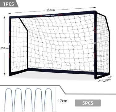 Футбольні ворота для саду 180/240/300 з Goal Wall (300 Black)