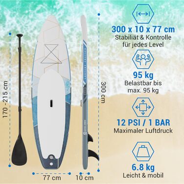 Набір SUP-дошок 9'8', макс. 95 кг, з веслом, насосом і сумкою