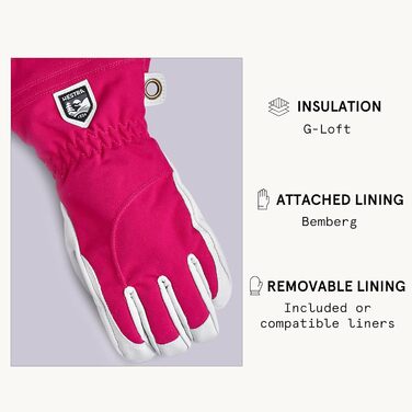 Жіночі рукавички HESTRA Heli, Fuchsia-Offwhite, розмір 8