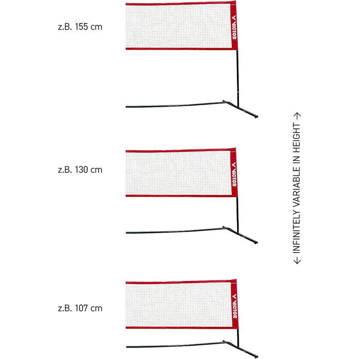 Багатофункціональна сітка для бадмінтону VICTOR Premium - регульована по висоті вулична сітка для бадмінтону - довжина 6 м або 3м Чорний - помаранчевий 3м