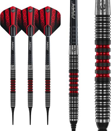 Дартс WINMAU Joe Cullen 18 г вольфрамові з м'яким наконечником, комплект з перами Prism та стержнями