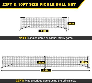 Портативний набір сіток Pickleball, 22 фути, на колесах, з сумкою"