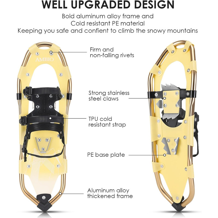 Снігоступи AMBIO, алюміній, 21', жовтий, 70-150 фунтів