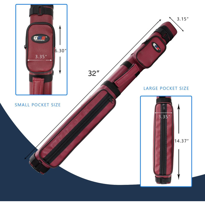 Кейс для більярдного кия GSE Deluxe 2x2, жорсткий, квадратний, бордовий