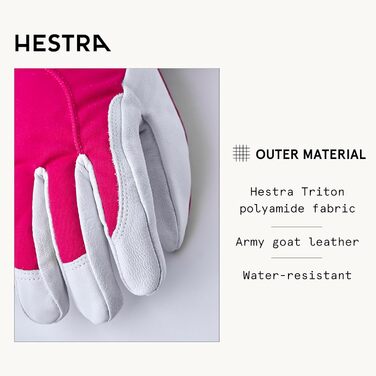 Жіночі рукавички HESTRA Heli, Fuchsia-Offwhite, розмір 8