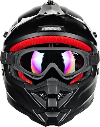Дитячий мотокросовий шолом ILM Z705 з окулярами, маскою і рукавицями, ECE, матовий чорний, розмір M