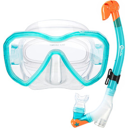 Набір для дайвінгу Dorlle Kids Snorkel Mask з 3-канальною сухою трубкою преміум-класу та окулярами для дайвінгу проти запотівання Професійний набір трубок для дітей (зелений)