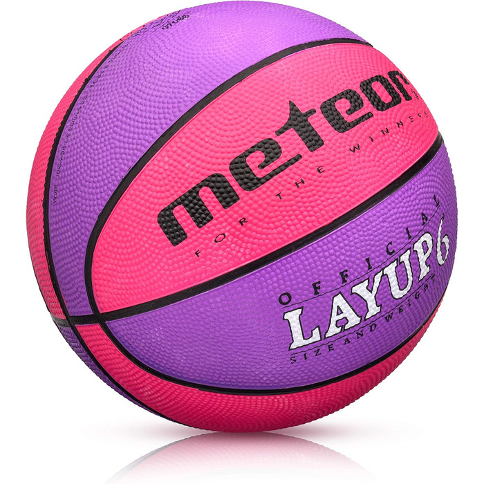 Міні-баскетбольний м'яч meteor Layup Kids Розмір 5 6 7 ідеально підходить для дитячих рук від 4-8 років Ідеальний баскетбольний м'яч для тренувань М'який баскетбол з чіпкою поверхнею (розмір 6 (жінки), рожевий і фіолетовий)