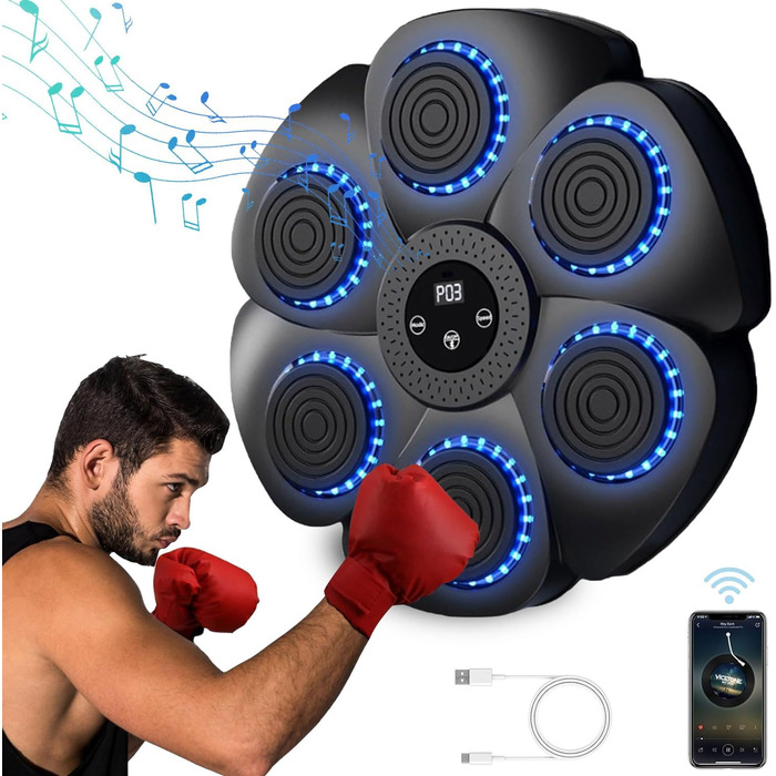 Електронна музична боксерська машина з Bluetooth, тренажер для ударів по стіні, для тренувань боксу