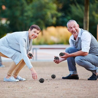 Набір Relaxdays Boule 6 металевих куль, м'яч, вимірювач, чорний