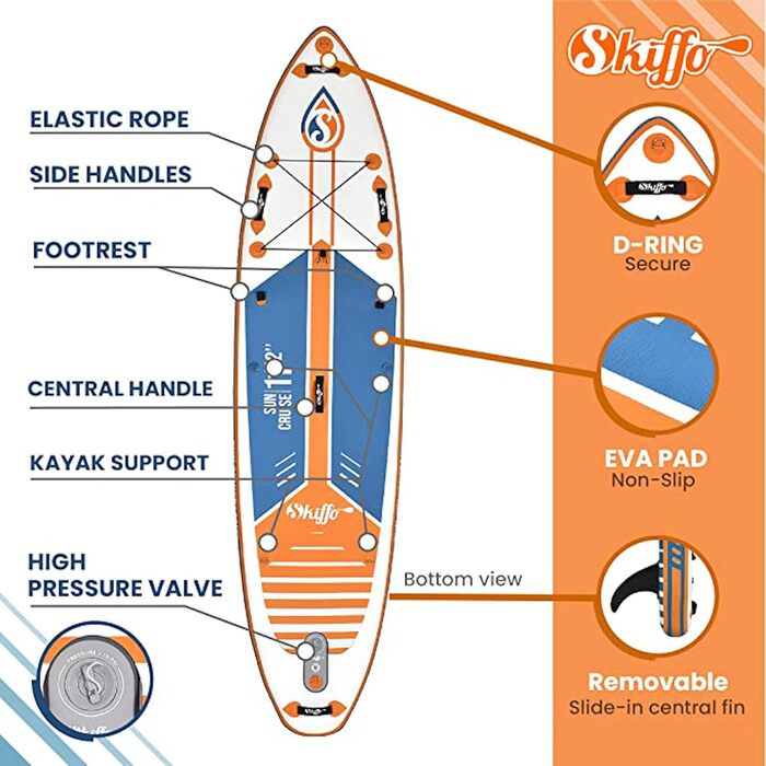 Надувна дошка для веслування Sun Cruise 11'2 - Stand Up Paddle Board - міцна сумка для перенесення на колесах, повідець, весло, 3 ласти, насос і ручка для перенесення - 11'2x33x6 - 322л - всі рівні майстерності