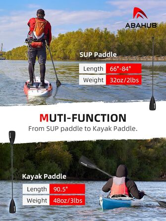 Весло В-1 SUP/Kayak, регульоване, алюміній, 172-213см, чорне