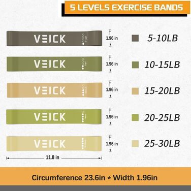 VEICK Резинові петлі для фітнесу з ручками, еспандери для тренувань вдома, для чоловіків і жінок, універсальні фітнес-стрічки для силових вправ