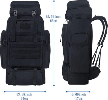 Тактичний туристичний рюкзак 80 л Molle, водостійкий, великий військовий рюкзак для походів та спорту, чорний