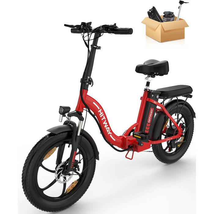 Велосипед HITWAY E-Bike 20, товста шина, акум. 12 Ач, хід 35-90 км, 7 передач