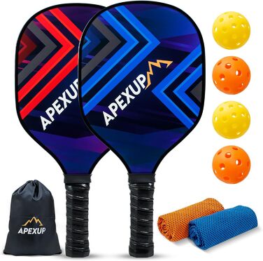 Дерев'яна ракетка для піклболу APEXUP, преміум-набір з м'ячами, охолоджувальними рушниками та чохлом, ракетка з ергономічною м'якою ручкою