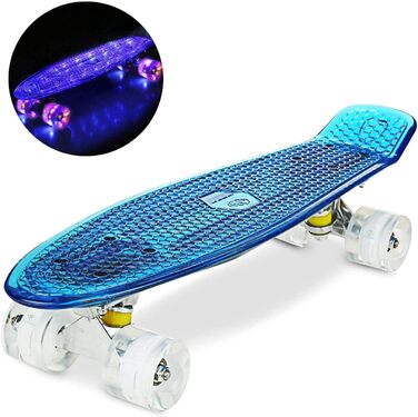 Дека для скейтборду WeSkate Ywhb-35 зі світлодіодом та USB Deck синього кольору зі світлодіодом / колеса білого кольору зі світлодіодом