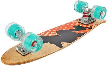 Скейтборд FunTomia Mini-Board Cruiser 57см виготовлений з 7-шарового дерева канадського клена, в т.ч. кулькові підшипники Mach1 ABEC-9 (Orange Skater / з бензиновими світлодіодними колесами)