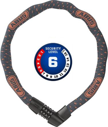 Велозамок ABUS Tresor 1385/75 з кодовим замком, ланцюг 6 мм, загартована сталь, рівень безпеки 6