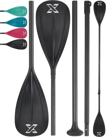 Весло для SUP-дошки ZLX, розбірне, 3/4 частини, регульоване, з лопаттю з скловолокна, чорне, подвійне