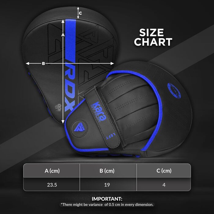 Подушечки RDX Бокс ММА, Шкіра Майя, Боксерські Панч-подушечки, Кікбоксинг, Боксерські колодки, Рукостискань, Тренерські, Боксерський килимок, Муай-тай, Тхеквондо, карате (синій) - 75 символів.