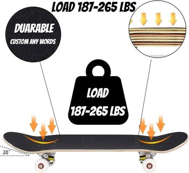Виготовлені на замовлення стандартні скейтборди, 78,7x20,3 см, кленове дерево, кулькові підшипники ABEC 7/9, увігнута дека з подвійним ударом, персоналізовані скейтборди для початківців, підлітків та дорослих, дівчат, професійний скейтборд