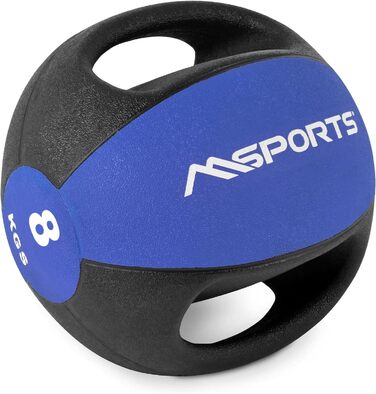 М'яч MSPORTS Medicine Ball 1-10кг з ручками (8кг - Royal Blue)