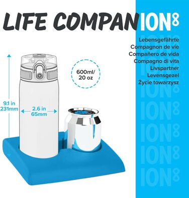 Пляшка для води Ion8, герметична, зручне відкривання однією рукою, безпечне блокування, підходить для посудомийки, з ручкою, відкидною кришкою, легко миється, дизайн із коалами