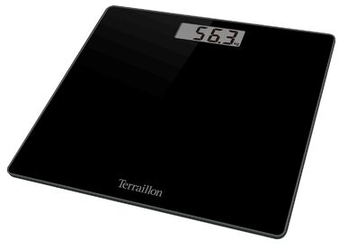 Ваги підлогові Terraillon TSQUARE, скляна платформа, ультратонкі, 26×26 см, велике LCD, до 180 кг, чорні