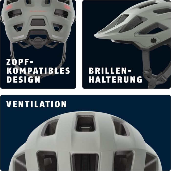 Велошолом ABUS Moventor 2.0 для MTB, All-Mountain, сіро-крейдяний, розмір L (57-61 см), для чоловіків і жінок, комфортний