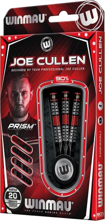 Дартс-набір WINMAU Joe Cullen Special Edition 18 г, професійні вольфрамові софт-тип дротики з оперенням і хвостовиками