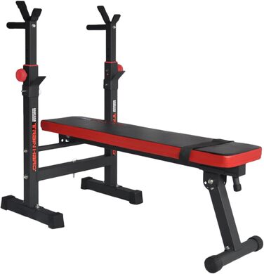 Складна лава TrainHard Multi Weight Bench Blackcombo зі штангою та гантелями та ваговими пластинами 70 кг