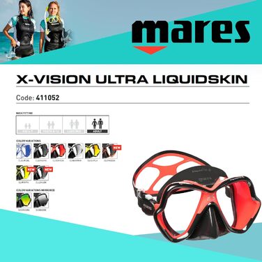 Маска для дайвінгу Mares X-Vision Ultra Liquidskin Червона/Чорна