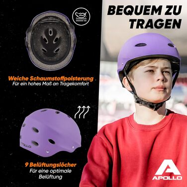 Дитячий та дорослий захисний шолом Apollo для скейтборду, самокату, BMX, з регулюванням розміру, різні кольори