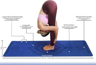 Килимок для йоги Biomundus нековзний ремінь для йоги лінії положення тіла сумка протиковзкий спортивний килимок, килимок для пілатесу sport, килимок для тренажерного залу килимок для йоги, килимок для йоги sport (синій)
