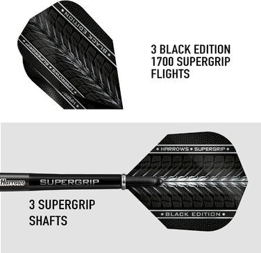 Борони SUPERGRIP Black Edition Dartset 90 Вольфрам, 28г з валами та польотами