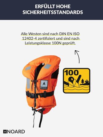 Рятувальний жилет NOARD підходить для дітей та дорослих Seaside 10-120 кг EN ISO 12402-4 (100 N) Помаранчевий 10-20 кг