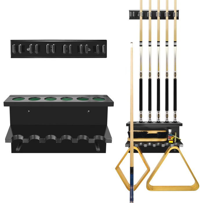 Кріплення MoyanSuper Pool Cue Rack на 6 паличок, чорне