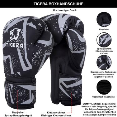 Рукавички Tigera 10-16oz для боксу, спарингів, муай-тай, кікбоксингу