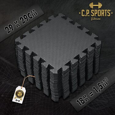 Пазлова підлогова захисна мат C.P.Sports 18 шт. EVA для спорту, фітнесу, йоги, тренажерної зали, 1,5 м²