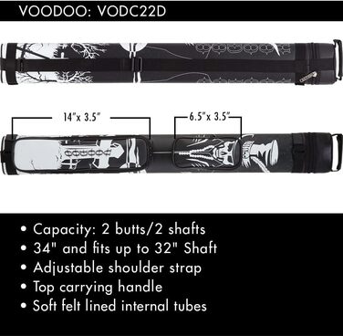 VOODOO VODC22D Овальний жорсткий кейс для більярдного кия, делюкс, 2x2