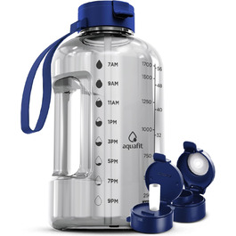 Пляшка для води AQUAFIT 1,8 л з маркуванням часу, трубочкою і кришкою, BPA-free, спортивна пляшка з ручкою