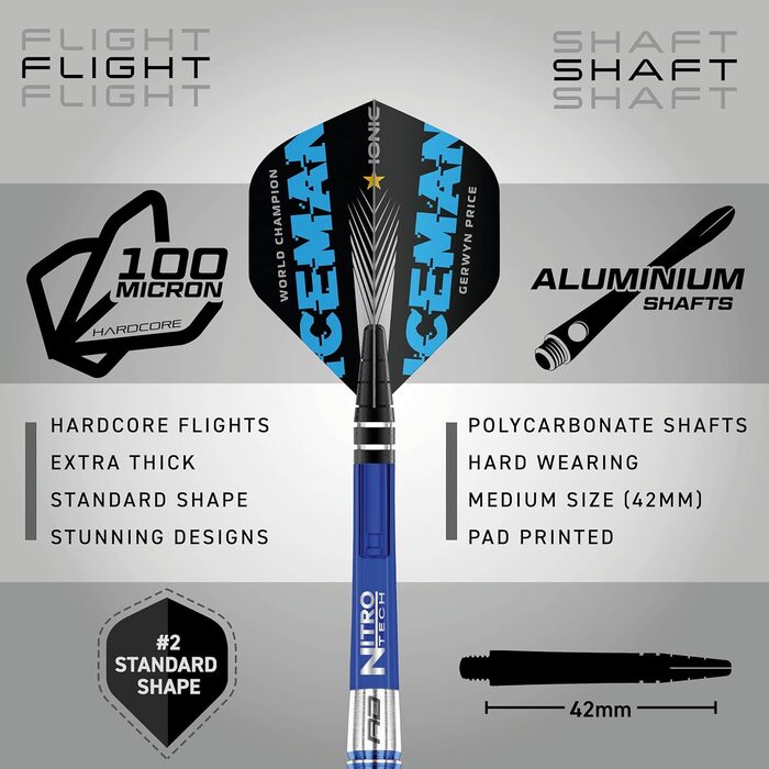 Дротики ЧЕРВОНИЙ ДРАКОН Gerwyn Price Iceman 24 г з Flight & Shafts