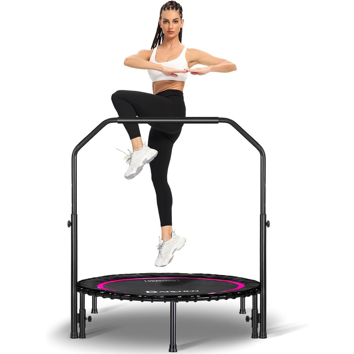 Батут DARCHEN 200KG Rebounder для дорослих, міні-батут для тренувань Small Rebounder Exercise для тренувань Fitness для спокійного та безпечного батуту в приміщенні 100CM (180кг - поручень, червоний)